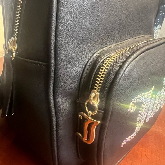 JUICY COUTURE Obsession Backpack Black Licorice Bling Logo Rhinestones Bag Y2K - Picture 14 of 14